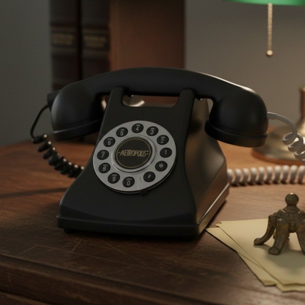 Vintage Metropolis Phone. Black Push Button Rotary Dial Conair Corp